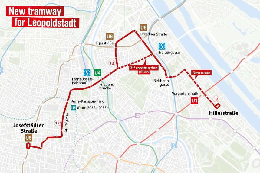 The route of the new tram line 12