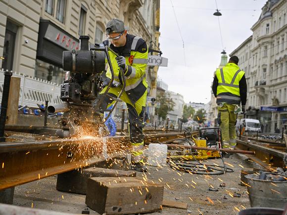 Gleisbauarbeiten in der Wiedner Hauptstraße