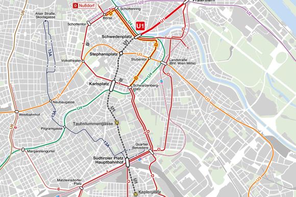 Grafik mit Informationen zur U1 Streckensperre