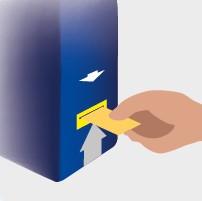 the graphic shows a hand inserting a ticket in a validator