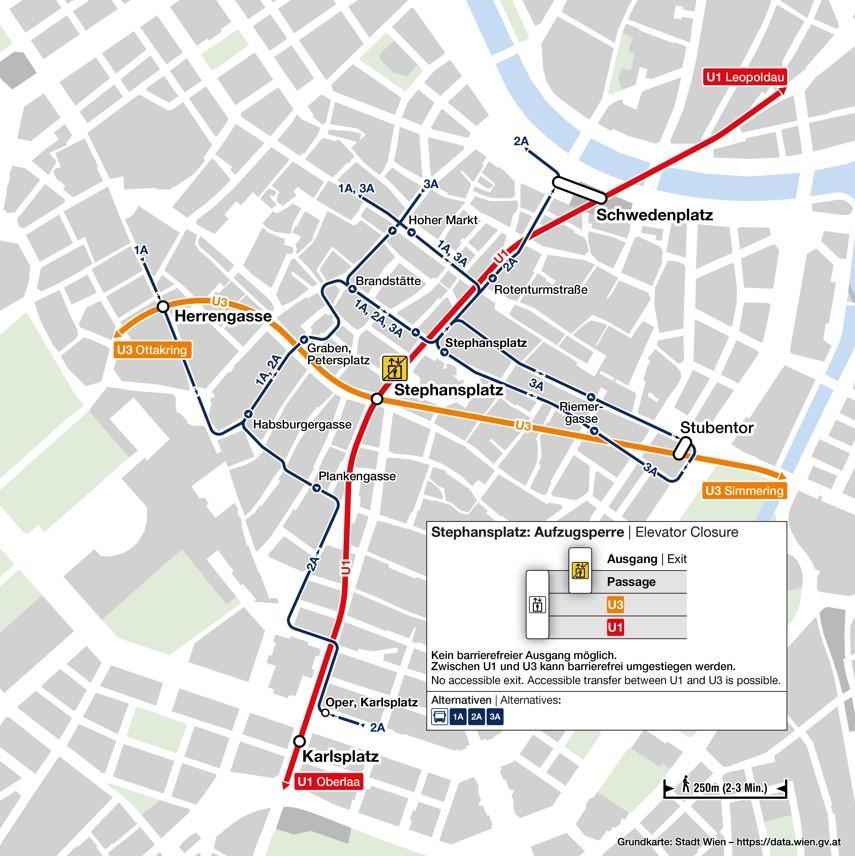 So erreichen Sie während der Aufzugssperre Ziele in der Innenstadt